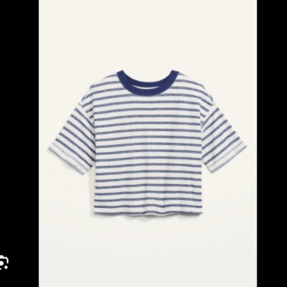 Oversized Striped Cali-Fleece Elbow-Sleeve Sweatshirt - Picture 2 of 5